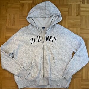 Old Navy Heather Grey Zip-Up Hoodie (Size S)